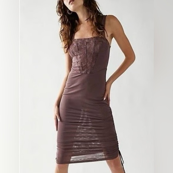 Free People Dresses & Skirts - 🆕 Free People corset mesh midi convertible dress in chocolate size X small